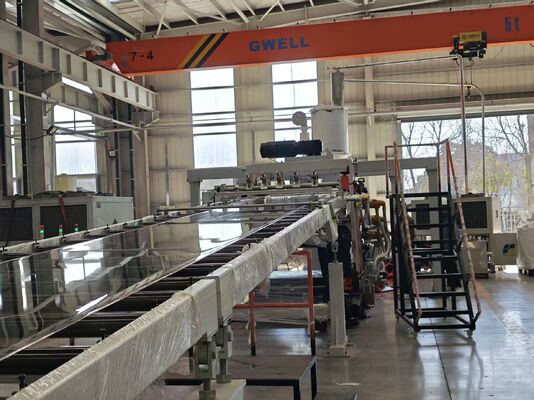 Buy Good Thickness Uniformity PC Sheet Extrusion Line with 600-1220mm Width and 0.9-8mm Thickness for PC PMMA PET GPPS MS Material online manufacture